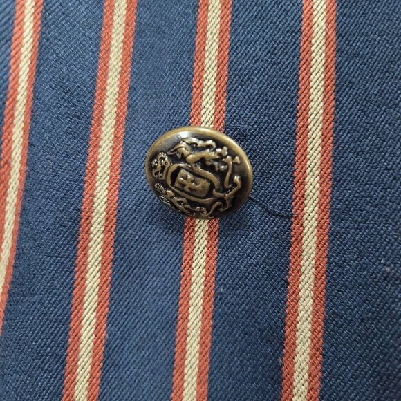 Free People Navy Striped Double Breasted Buttoned Cropped Jacket Small S - Picture 11 of 16